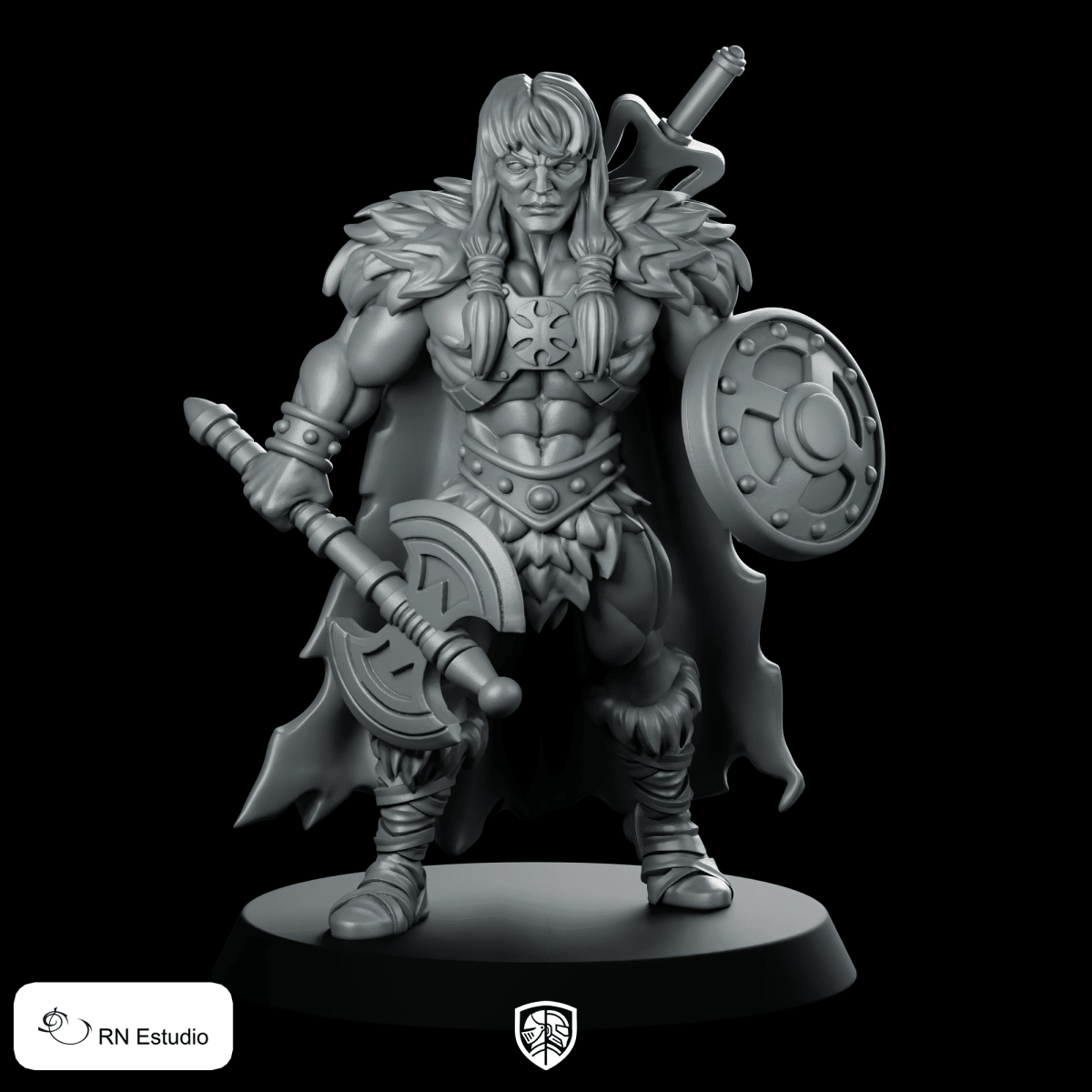 King Kull 80's Hero Miniature Axe Shield - RN Estudio - We Print Miniatures