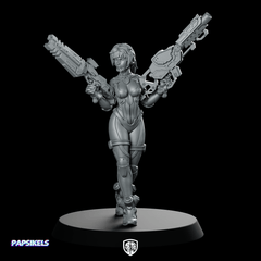 Kishenada Cyber Edge Hunter Miniature Sci - Fi Dual - Pistol Heroine - Papsikels Miniatures - We Print Miniatures