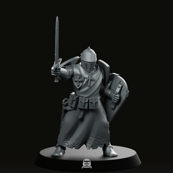 Soldado de trinchera Caballero 2 Miniatura con espada y escudo, cruzado