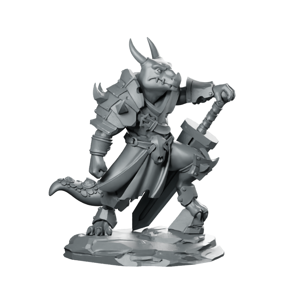 Kobold Leader Miniature Dragonborn Paladin Miniature 360 Spin 01