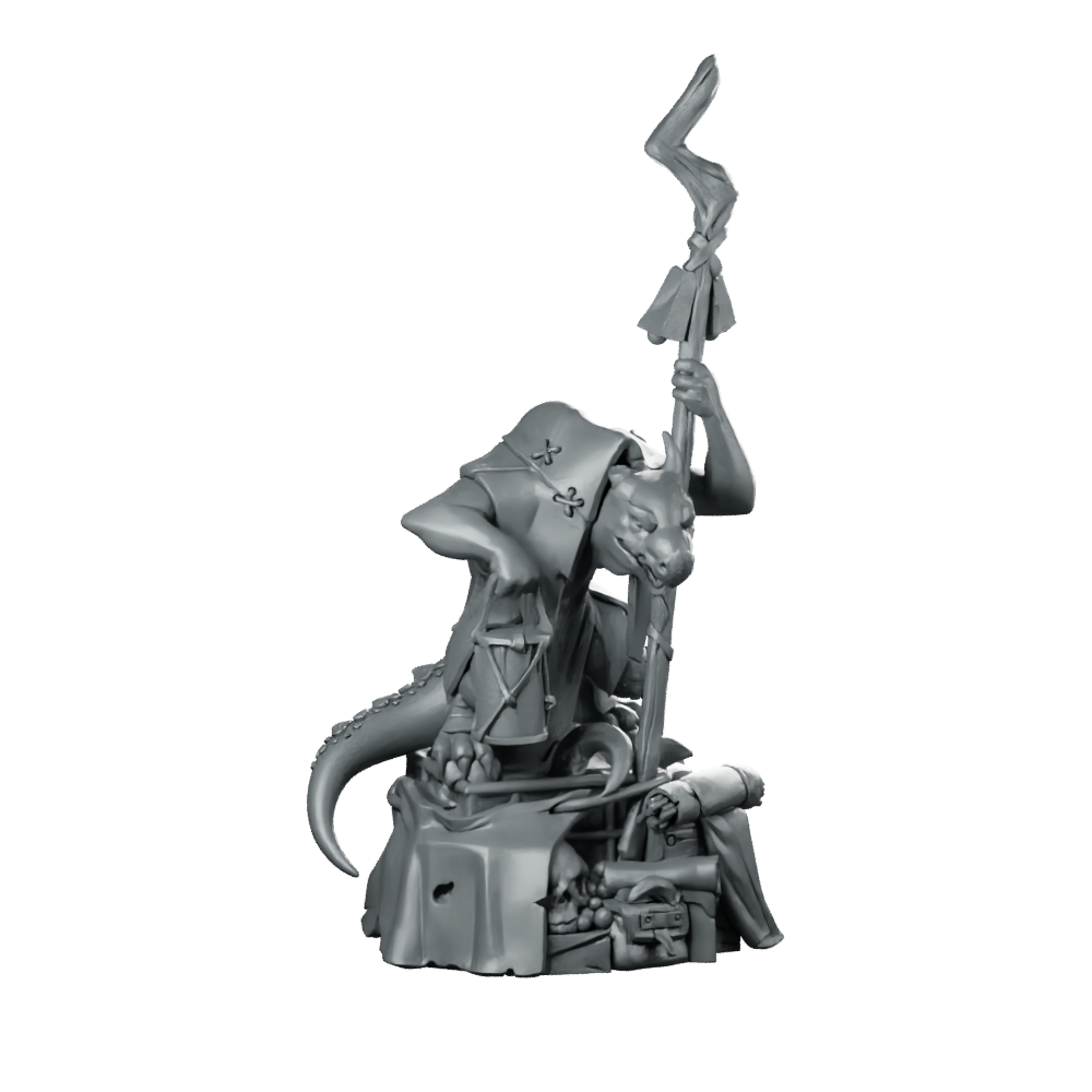 Kobold Merchant Miniature Ratfolk Shaman Miniature 360 Spin 01