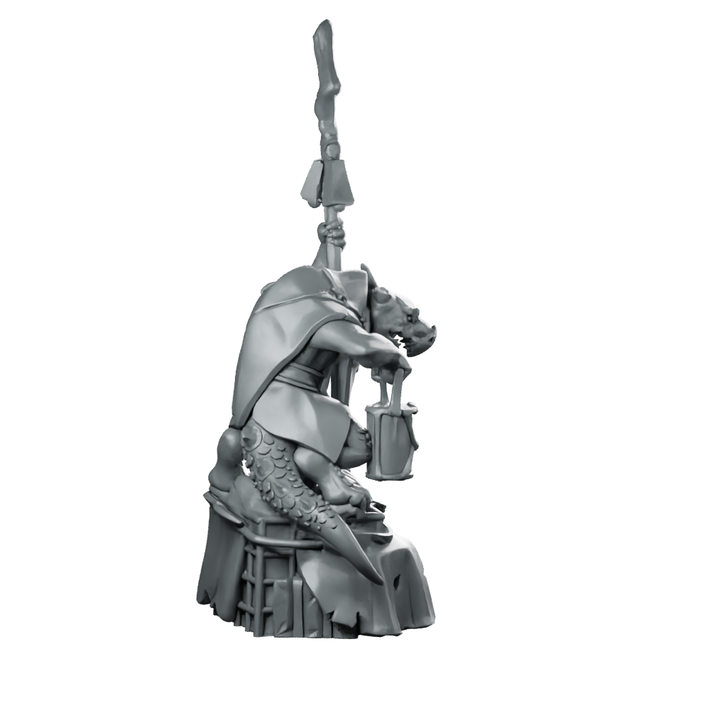 Kobold Merchant Miniature Ratfolk Shaman Miniature 360 Spin 03