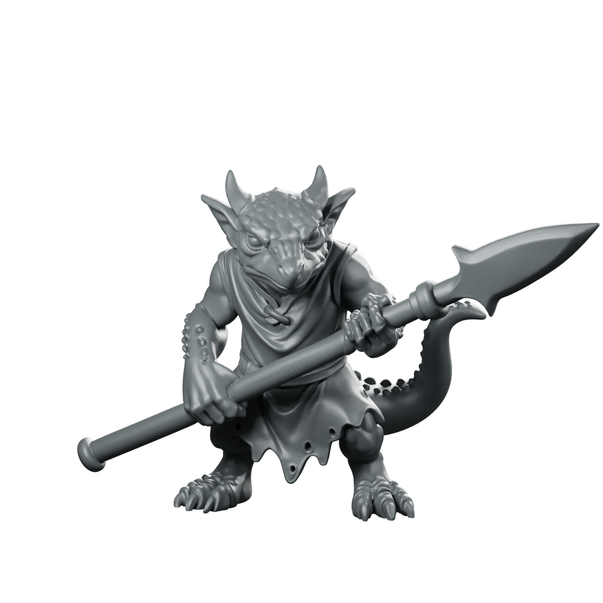 Kobold With Spear Miniature Warrior Reptile Skirmisher Miniature 360 Spin 01