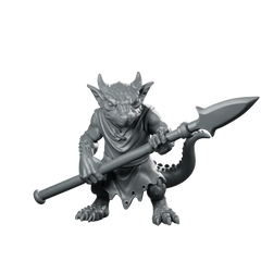 Kobold With Spear Miniature Warrior Reptile Skirmisher Miniature 360 Spin 01