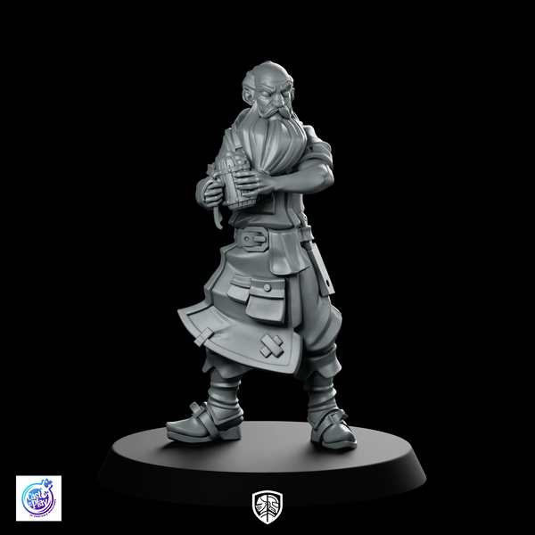 Krossos The Bald Innkeeper Miniature Dwarf Tavernkeeper NPC