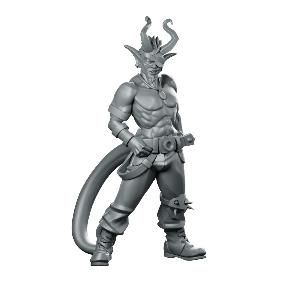 Kyros Smoking Miniature Chaotic Pyromancer Tiefling Wizard Miniature 360 Spin 01