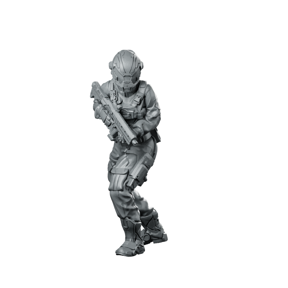 Lace Cyberpunk Soldier Cyberpunk Miniature Armoured Machinegunner Miniature 360 Spin 01