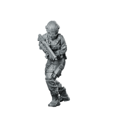 Lace Cyberpunk Soldier Cyberpunk Miniature Armoured Machinegunner Miniature 360 Spin 01