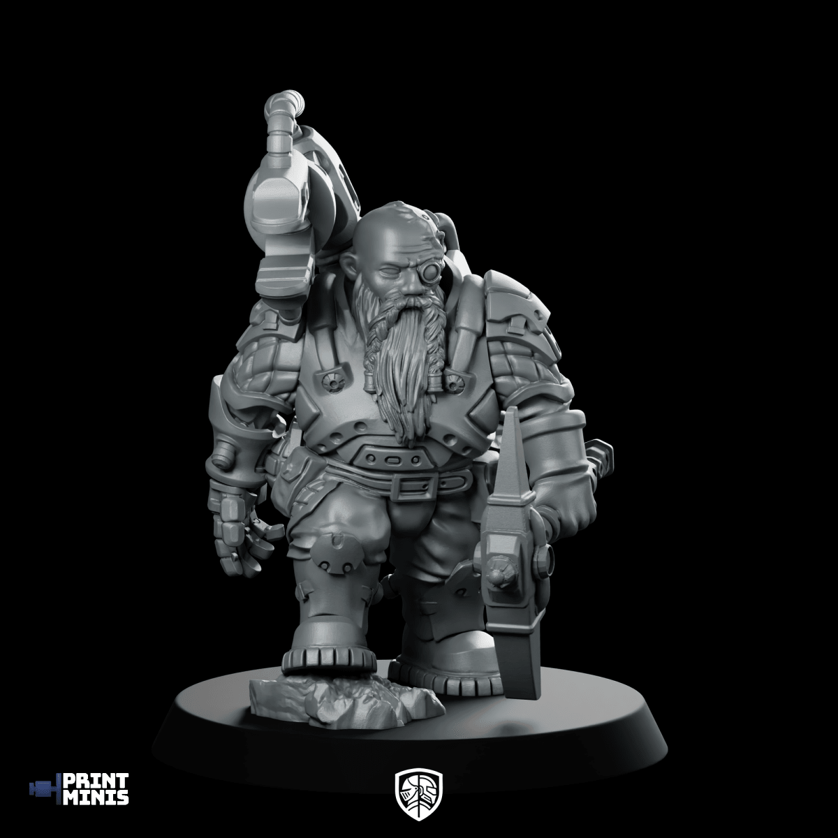 Lachlan Cladhaich Prospector Miniature Sci - Fi Dwarf Miner - PrintMinis - We Print Miniatures