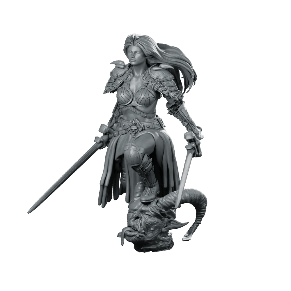 Lady Baudicea Miniature Dual - Sword Warrior Champion Hero - Haito - We Print Miniatures