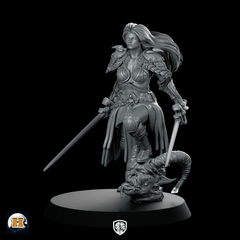 Lady Baudicea Miniature Dual - Sword Warrior Champion Hero - Haito - We Print Miniatures