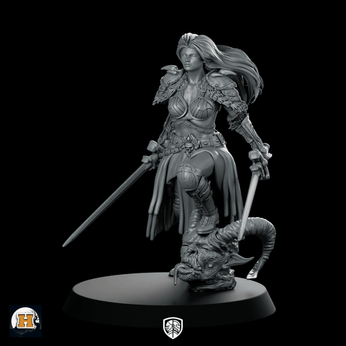 Lady Baudicea Miniature Dual - Sword Warrior Champion Hero - Haito - We Print Miniatures