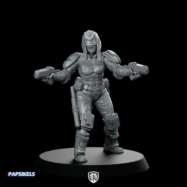 Lady Upholder Halina Miniature Sci - Fi Enforcer Heroine - Papsikels Miniatures - We Print Miniatures
