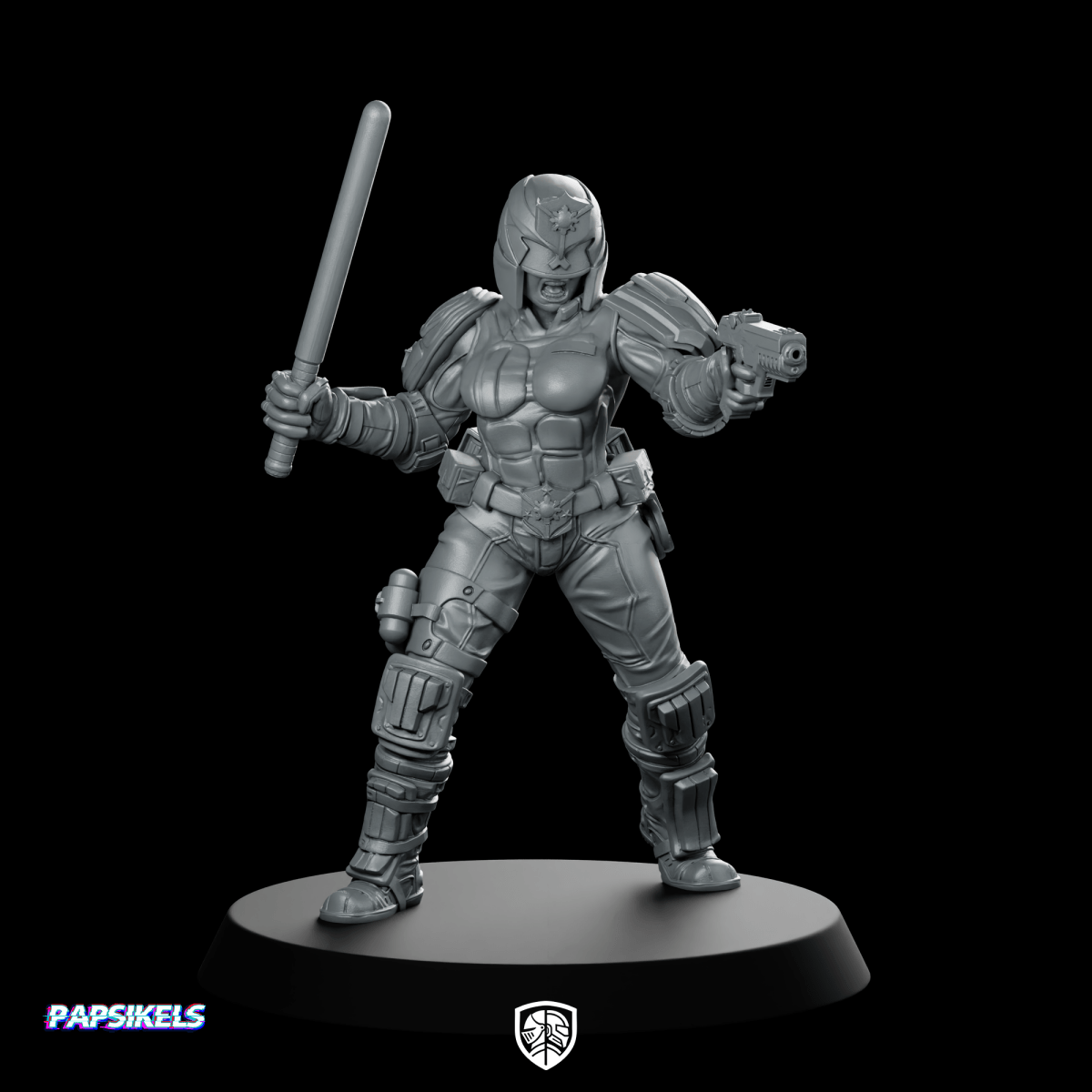 Lady Upholder Jowana Miniature Sci - Fi Enforcer Heroine - Papsikels Miniatures - We Print Miniatures