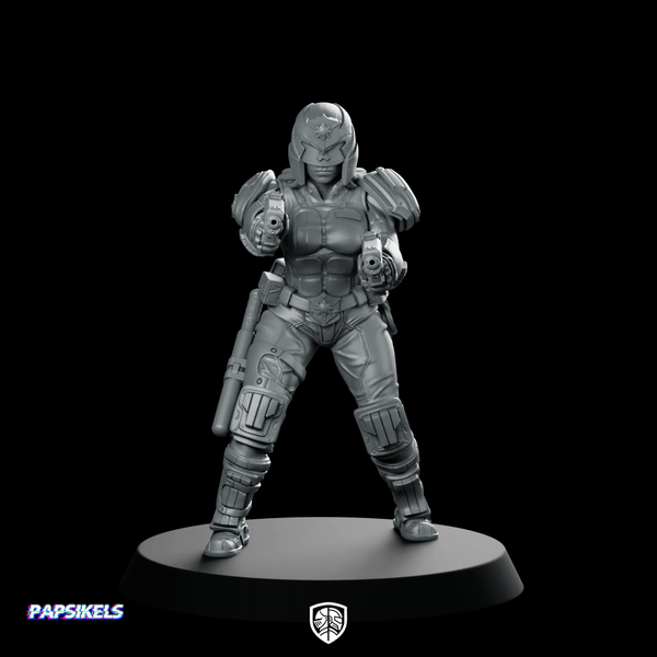Lady Upholder Milena Miniature Sci - Fi Enforcer Hero - Papsikels Miniatures - We Print Miniatures