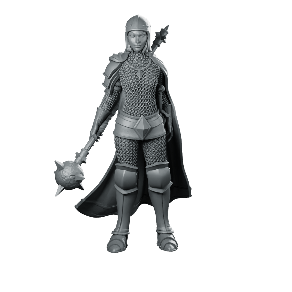 Laima Vykindaite High Warden Miniature Armoured Macewoman - RN Estudio - We Print Miniatures