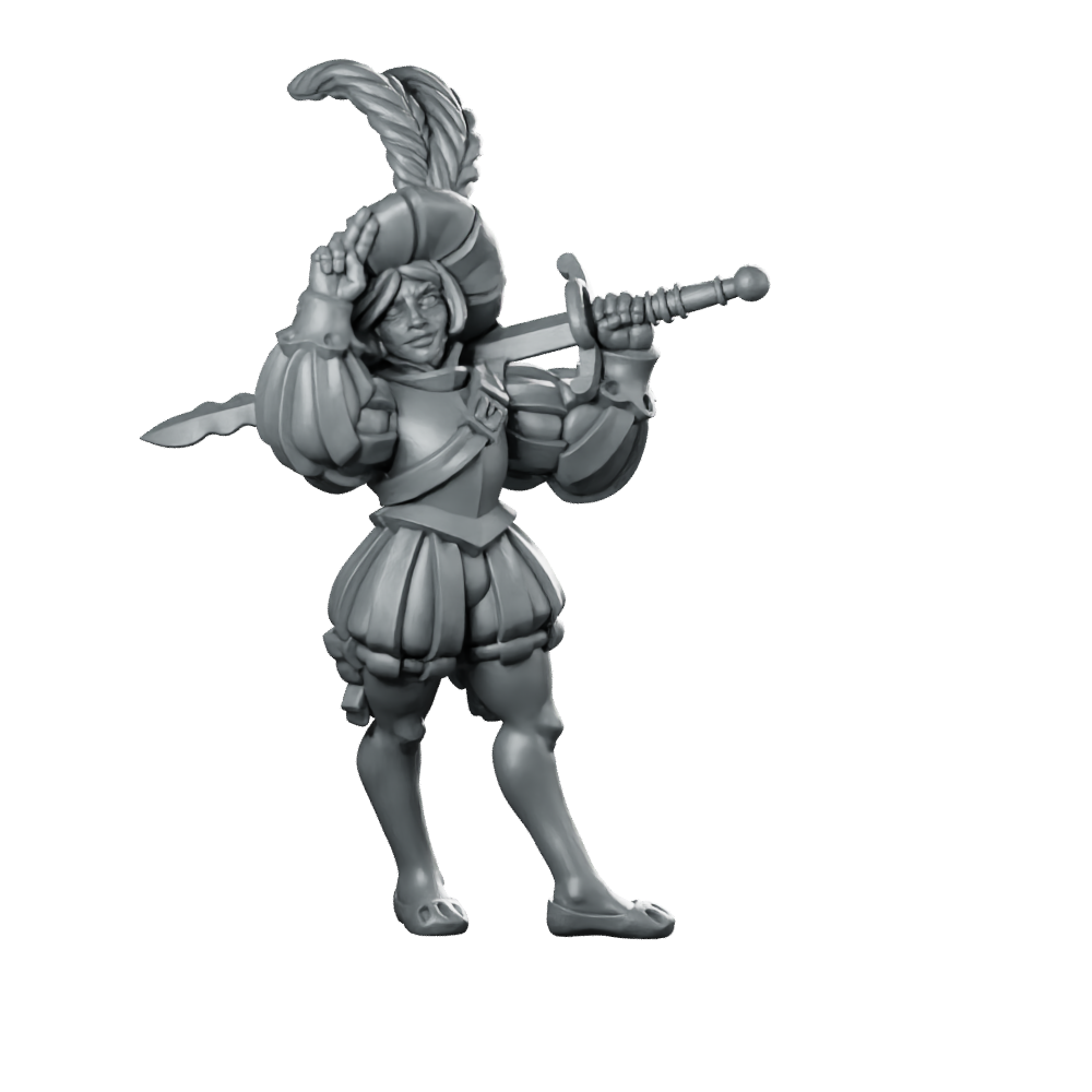 Landsknecht Girl Miniature Duellist Noble Miniature 360 Spin 01