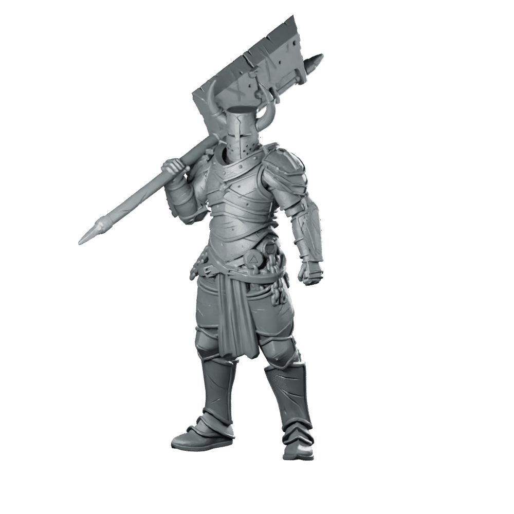 Lardizabal Hell Knight 1 Miniature Heavy Armored Axe - Papsikels Miniatures - We Print Miniatures