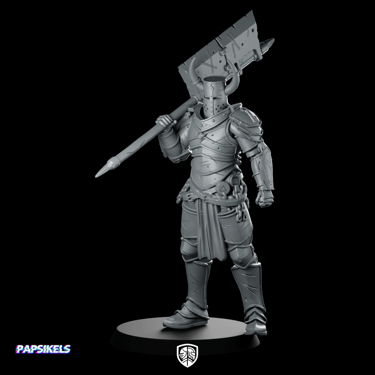 Lardizabal Hell Knight 1 Miniature Heavy Armored Axe - Papsikels Miniatures - We Print Miniatures