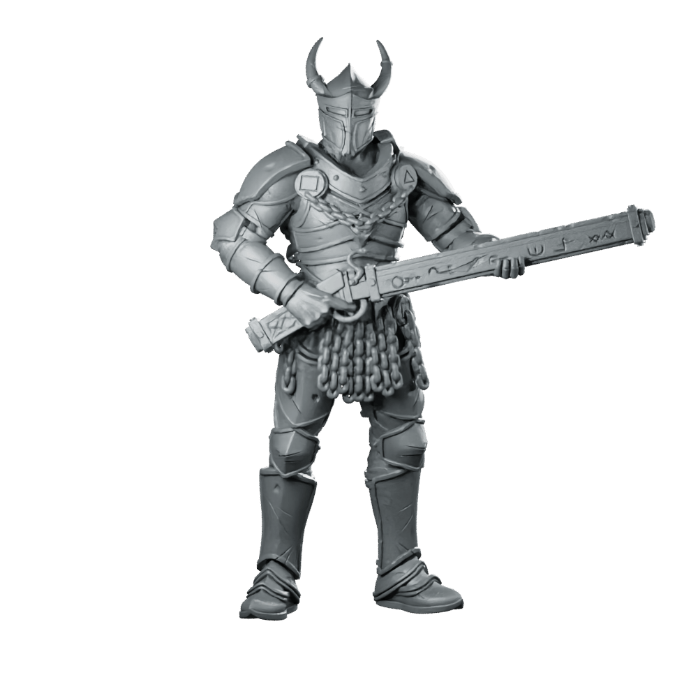 Lardizabal Hell Knight 2 Miniature Horned Blunderbuss - Papsikels Miniatures - We Print Miniatures