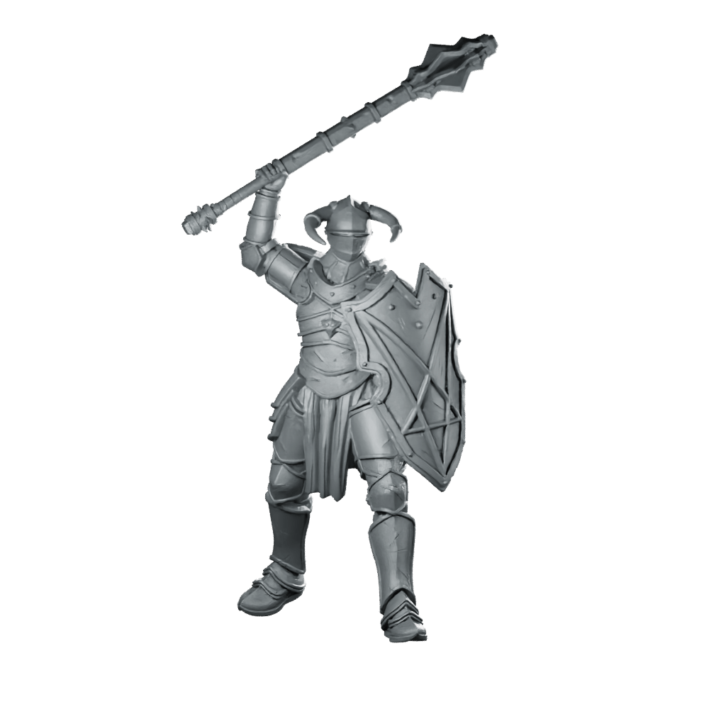 Lardizabal Hell Knight 3 Miniature Armored Shieldbearer - Papsikels Miniatures - We Print Miniatures