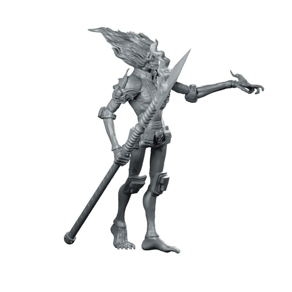 Law Breaker Fury Flame Skull Spear Operative Miniature 360 Spin 02
