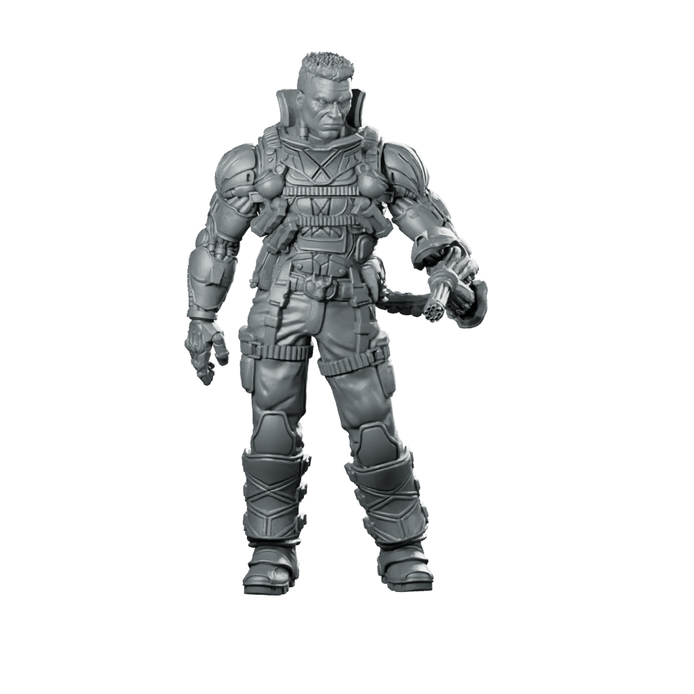 Lawrence Barrette 3 Miniature Sci - Fi Armored Soldier Hero - Papsikels Miniatures - We Print Miniatures