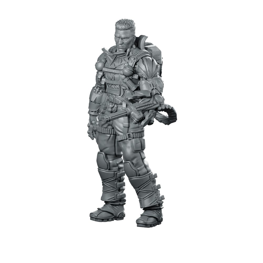 Lawrence Barrette 3 Miniature Sci - Fi Armored Soldier Hero - Papsikels Miniatures - We Print Miniatures