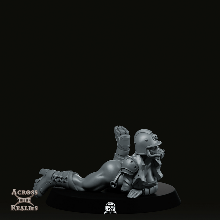 Pin-up Soldat de Science-Fiction Allongée, Figurine pour Jeux de Figurines et Jeux de Rôle