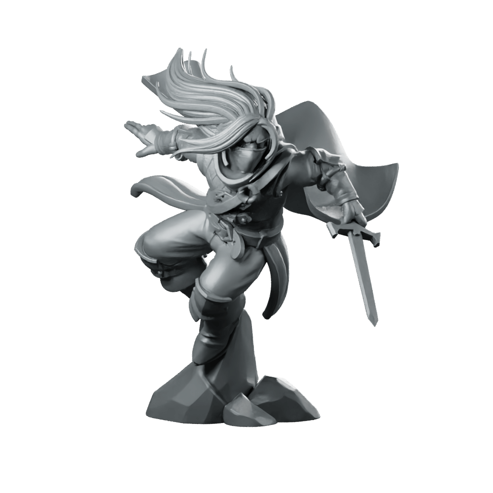 Leaping to Attack Miniature Dynamic Masked Swordfighter Rogue - CastNPlay - We Print Miniatures