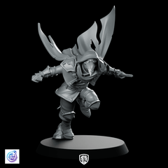Leaping to Slash Miniature Hooded Rogue Assassin - CastNPlay - We Print Miniatures