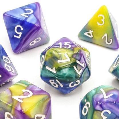 Lemonberry Swirl | Acrylic Dice | 7 Piece Set - Tabletop Dominion - We Print Miniatures