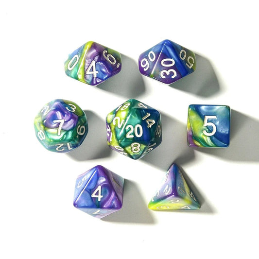 Lemonberry Swirl | Acrylic Dice | 7 Piece Set - Tabletop Dominion - We Print Miniatures