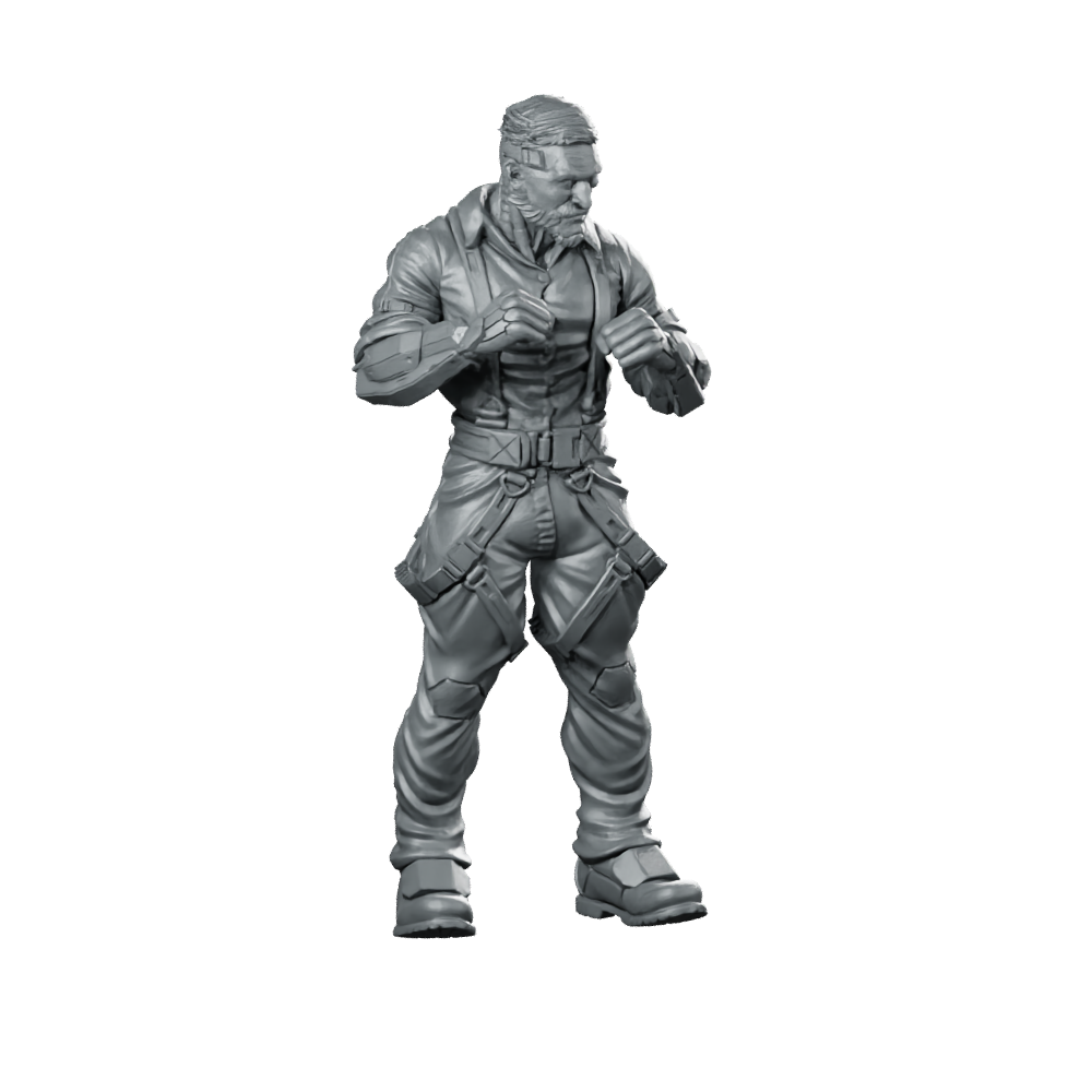 Liam Deadlock Murphy 01 Miniature Cyberpunk Tactical Operative Miniature 360 Spin 01