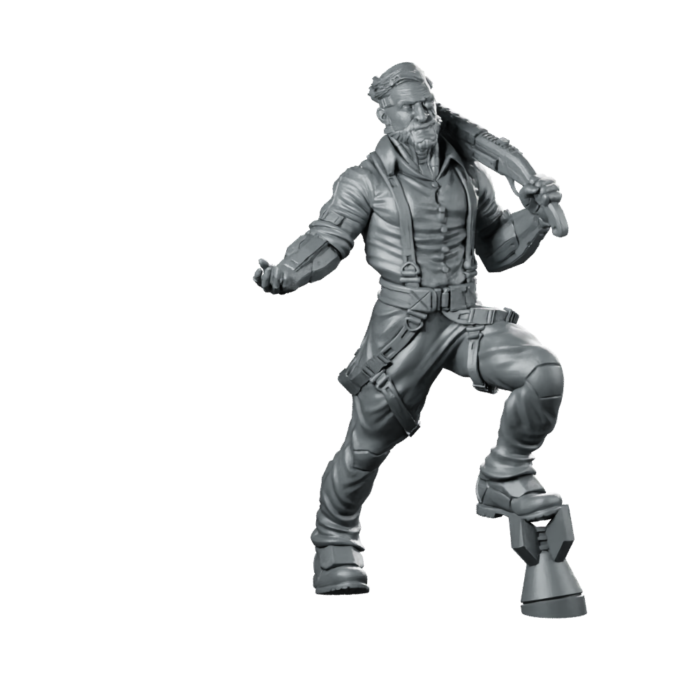Liam Deadlock Murphy 02 Miniature Cyberpunk Tinkerer Raygun Miniature 360 Spin 01