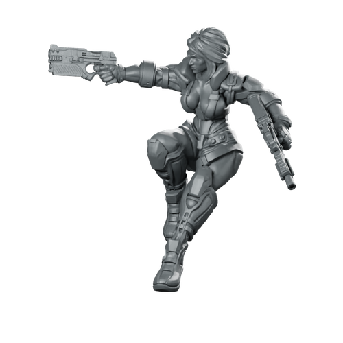 Liezel Kurosawa CyberPunk Miniature Dual-Wield Sci-Fi Hero Miniature 360 Spin 01
