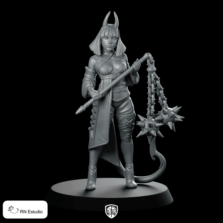 Lilith Ironthorn Miniature Horned Chain Flail Warrior