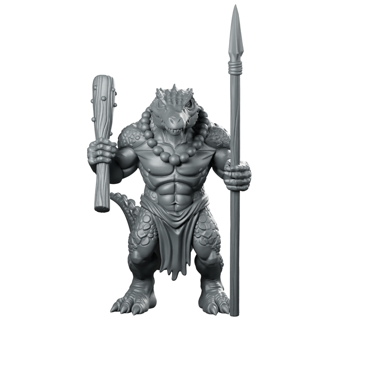 Lizardfolk With Club And Spear Miniature Warrior Miniature 360 Spin 01