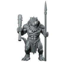 Lizardfolk With Club And Spear Miniature Warrior Miniature 360 Spin 01