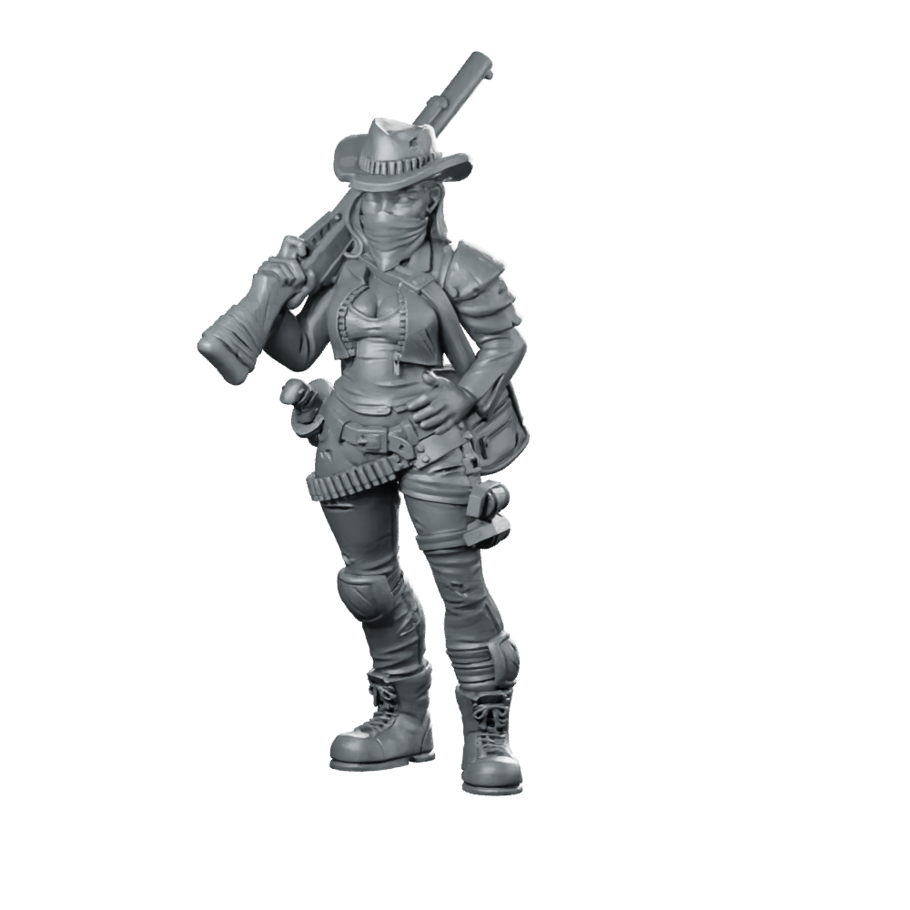 Western Lone Wolf Miniature Wasteland Bounty Hunter Gunslinger Miniature 360 Spin 01