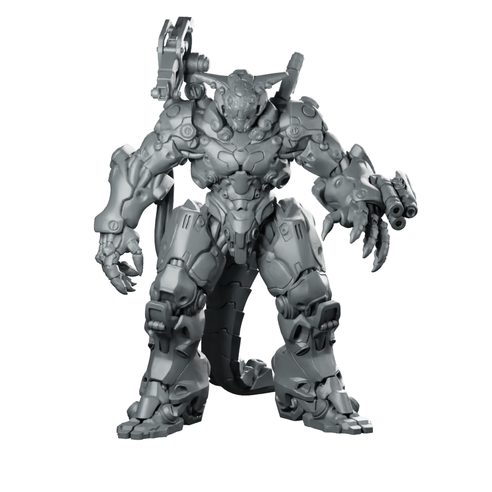 Lord Asharnel Cyborg Demon Boss Miniature Armoured Sci-Fi Miniature 360 Spin 01