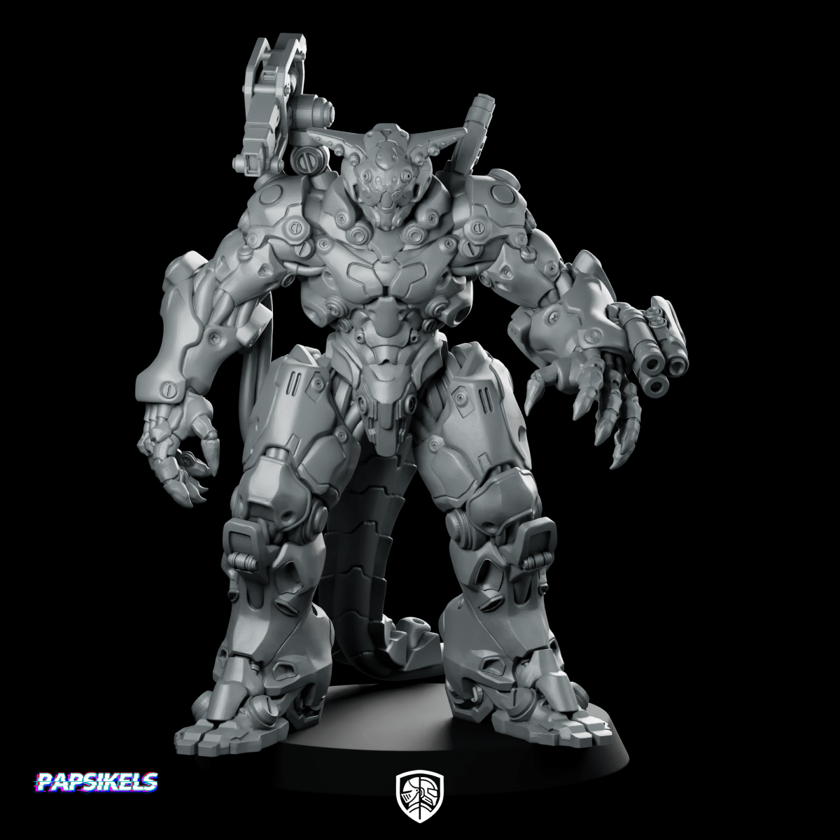 Lord Asharnel Cyborg Demon Boss Miniature Armoured Sci - Fi - Papsikels Miniatures - We Print Miniatures