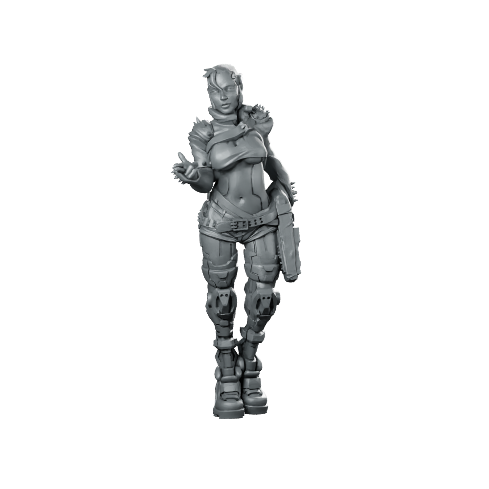Lucym Cyberbabe Cyberpunk Miniature Female Sci-Fi Fighter Miniature 360 Spin 01