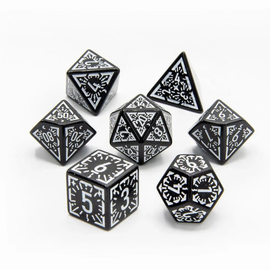 Lunar Ray | Acrylic Dice | 7 Piece Set - Tabletop Dominion - We Print Miniatures