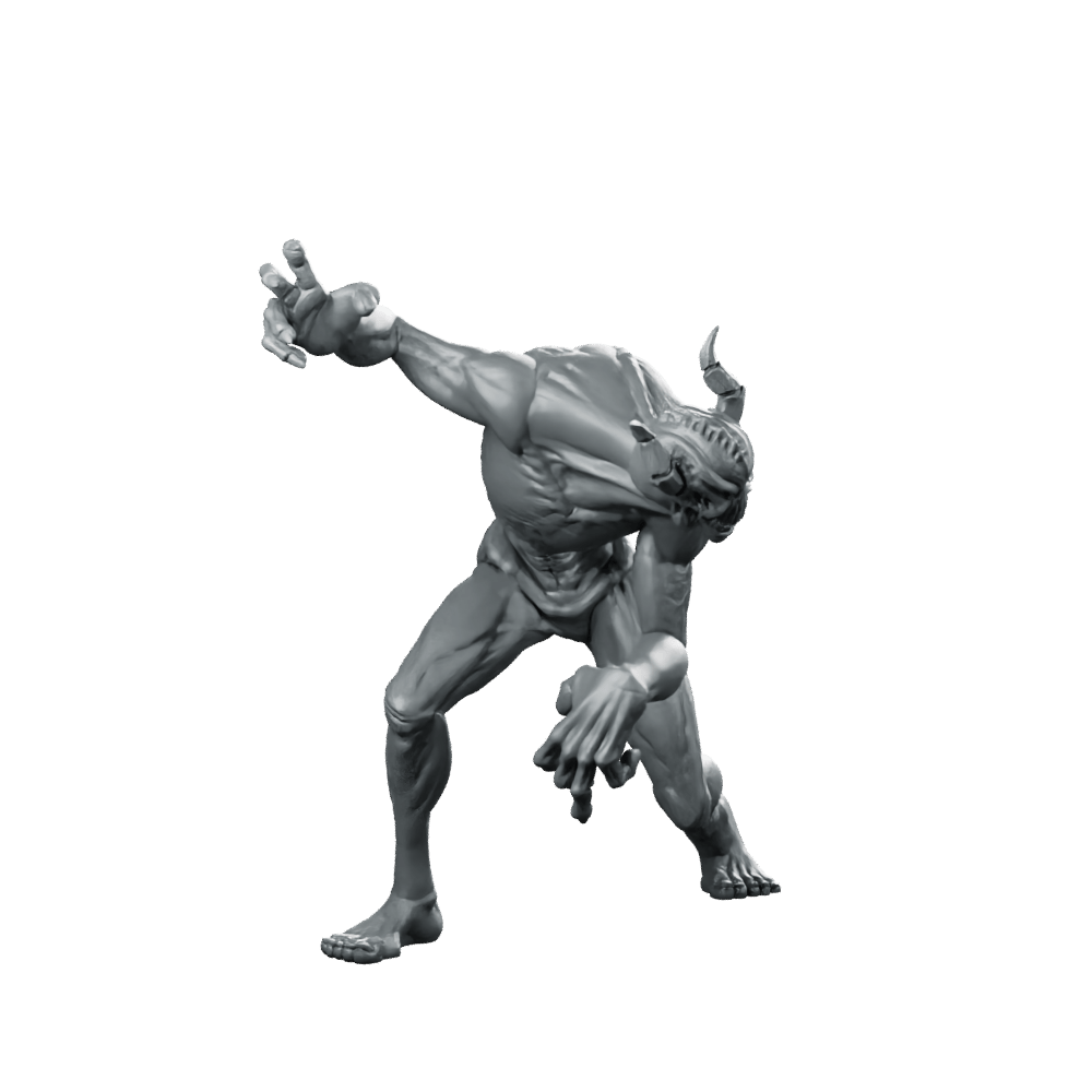 Lurking Demon Miniature Crouching Fiend Clawed Horror - CastNPlay - We Print Miniatures