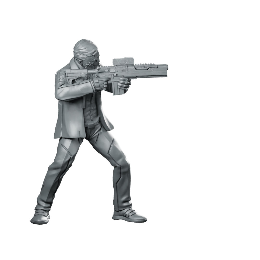 Maddox 02 Cyberpunk Miniature Tactical Rifleman Operative Miniature 360 Spin 01