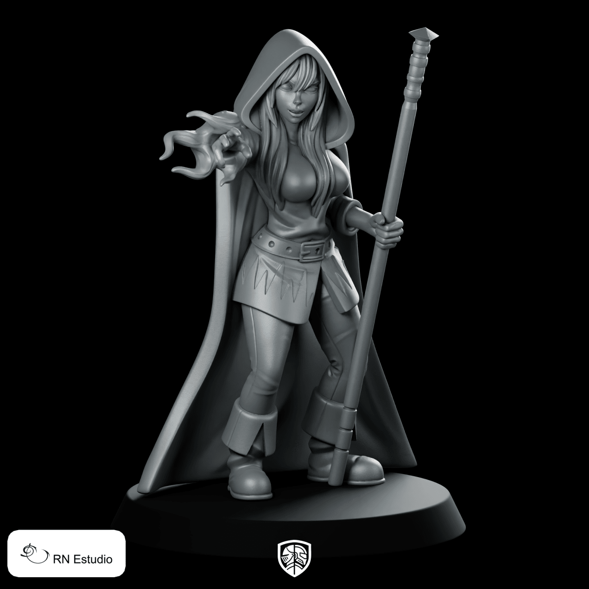 Mage Elisa Doe Sorceress Miniature Dynamic Casting Pose - RN Estudio - We Print Miniatures