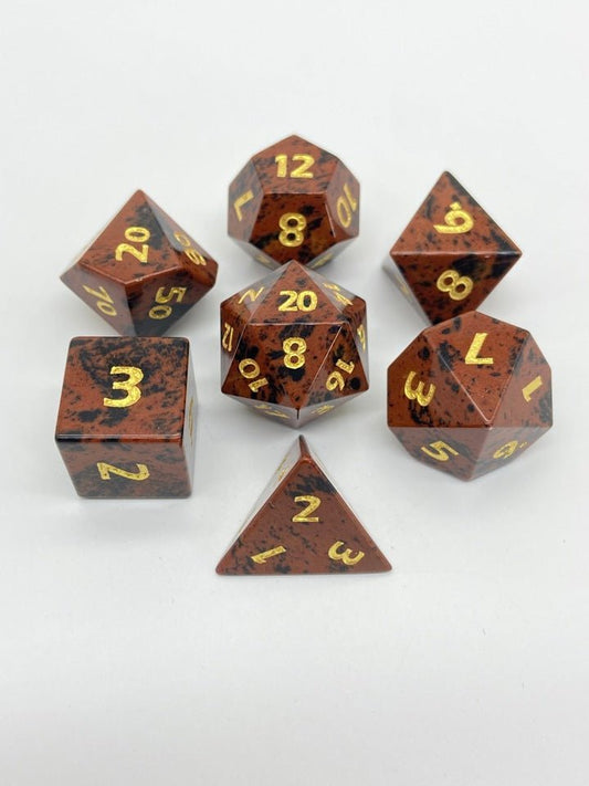 Mahogany Obsidian | Natural Stone | 7 Piece Set - Tabletop Dominion - We Print Miniatures