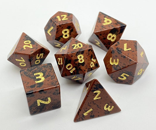 Mahogany Obsidian | Natural Stone | 7 Piece Set - Tabletop Dominion - We Print Miniatures