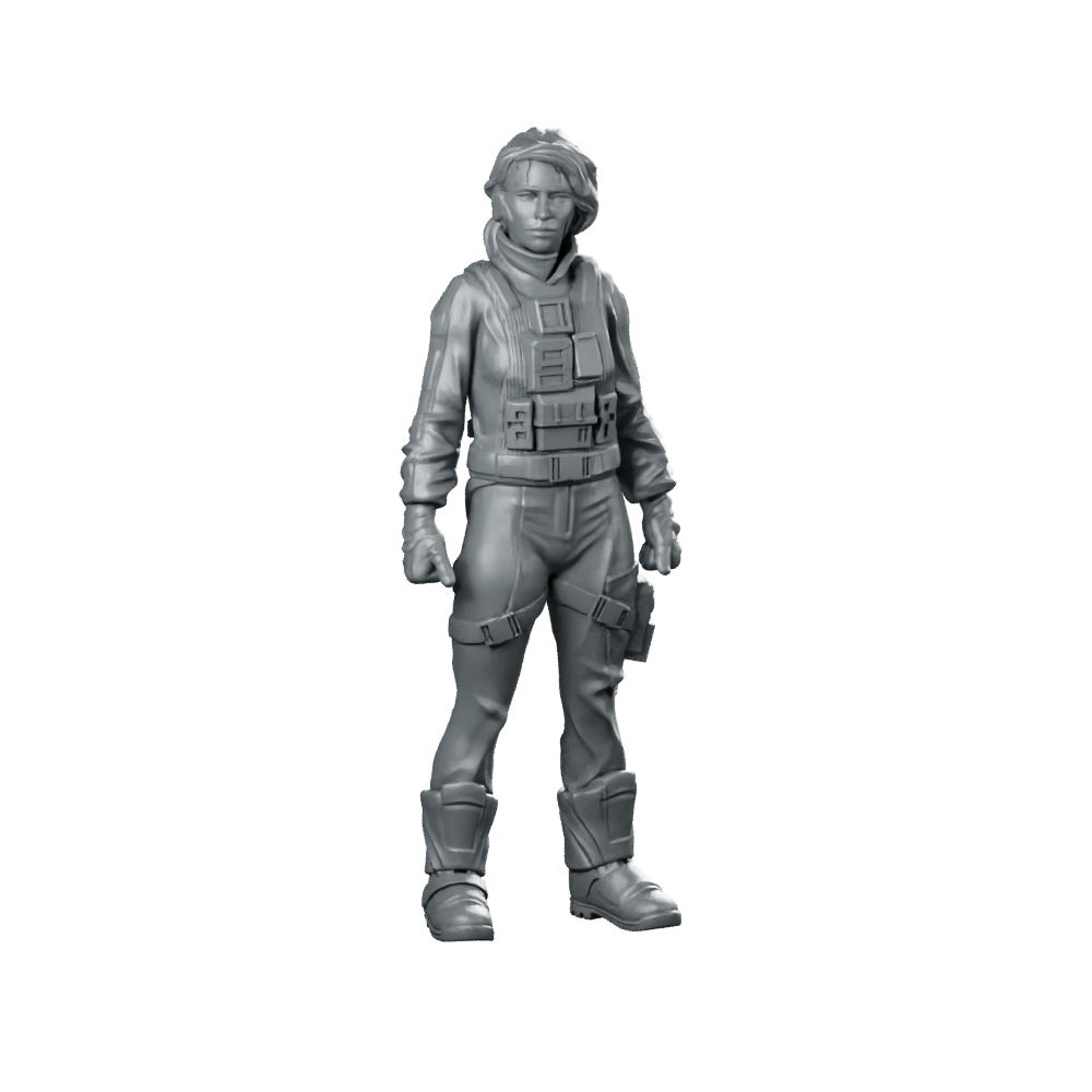 Maisie Cyber Citizen Cyberpunk Miniature Sci-Fi Pilot Miniature 360 Spin 01